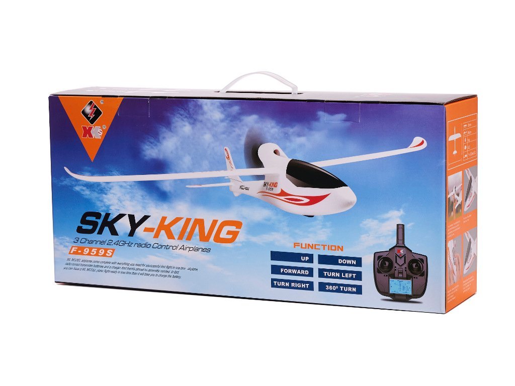 Zburător RC pentru copii, model SKY-KING cu telecomandă, avion control de la distanţă, jucărie electronică.