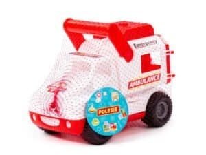 1. Masina de Jucarie Ambulanta pentru copii, plastic durabil, ideala pentru joaca si inventie.