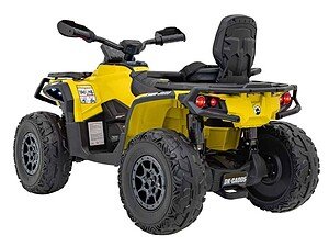 Mașină electrică copii off-road galbenă, sigură și durabilă pentru teren accidentat.