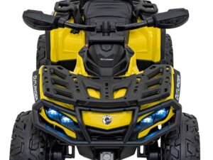 1. Mașină electrică pentru copii, model ATV off-road galben și negru, sigură și distractivă.