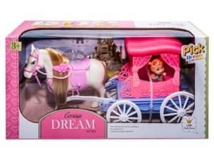 Caleasca cu papusa si calut - Dimensiuni jucarie ambalata (Lxlxh): 37x12.5x19 cm