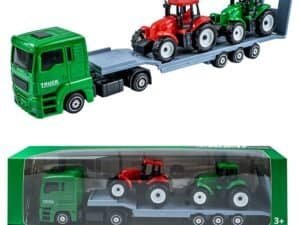 Camion platforma + 2 tractoare - - Vehiculul are: platforma pe care sunt fixate 2 tractoare