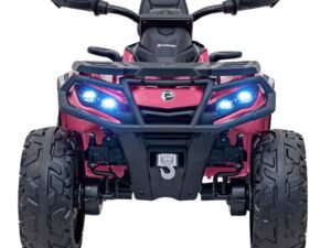 Mică mașinuță electrică pentru copii, jucărie sigură și distractivă în grădină sau curte.