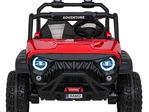 Mașinuță electrică pentru copii, design off-road, lumini LED și scaun confortabil, ideal pentru joaca în aer liber.
