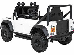Mașină electrică pentru copii, model Jeep Defender, detalii realistice și sigure pentru joacă.