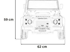 1. Mașină de jucărie pentru copii, model Defender, în dimensiuni de 59x62 cm, perfectă pentru joacă în aer liber.