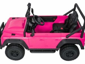 Mașină electrică pentru copii în culoare roz, ideală pentru distracție și aventura celor mici.