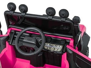 - Jucarie pentru copii mașină electrică roz cu interior detaliat, divertisment și siguranță.