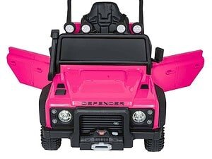 1. Mașină electrică pentru copii în stil off-road, culoare roz, cu accente negre.