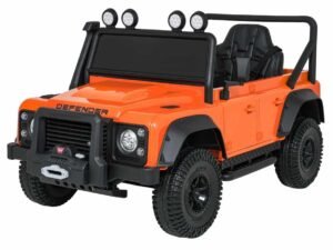 1. Mașinuță electrică pentru copii, model off-road, culoare portocalie, sigură și distractivă.