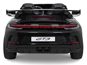 Porsche 911 GT3 decapotabilă neagră, față, detaliu sportiv și premium.