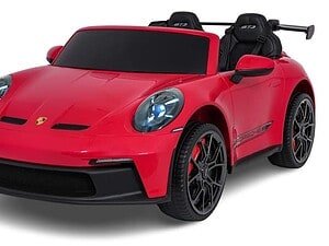 Mașinuță electrică pentru copii Porsche, roșie, aspect realist și sigur pentru cei mici.