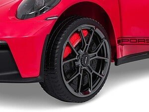 Jucării pentru copii în formă de mașină sport electrică Porsche roșie, pentru distracție și aventură.
