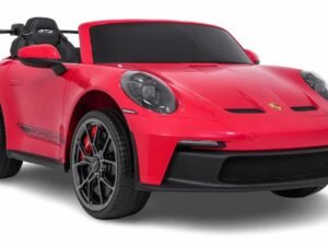 Mașină electrică pentru copii Porsche, roșie, pentru distracție și aventură.