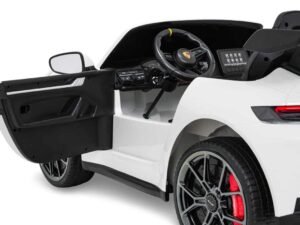 Mașină electrică pentru copii model Porsche, design realist și detalii de calitate premium.