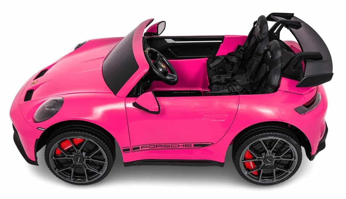 1. Mașină electrică pentru copii Porsche roz, jucărie sigură și distractivă pentru copii.
