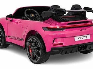 Mașină electrică pentru copii Porsche GT3 roz, ideală pentru joacă și aventură.