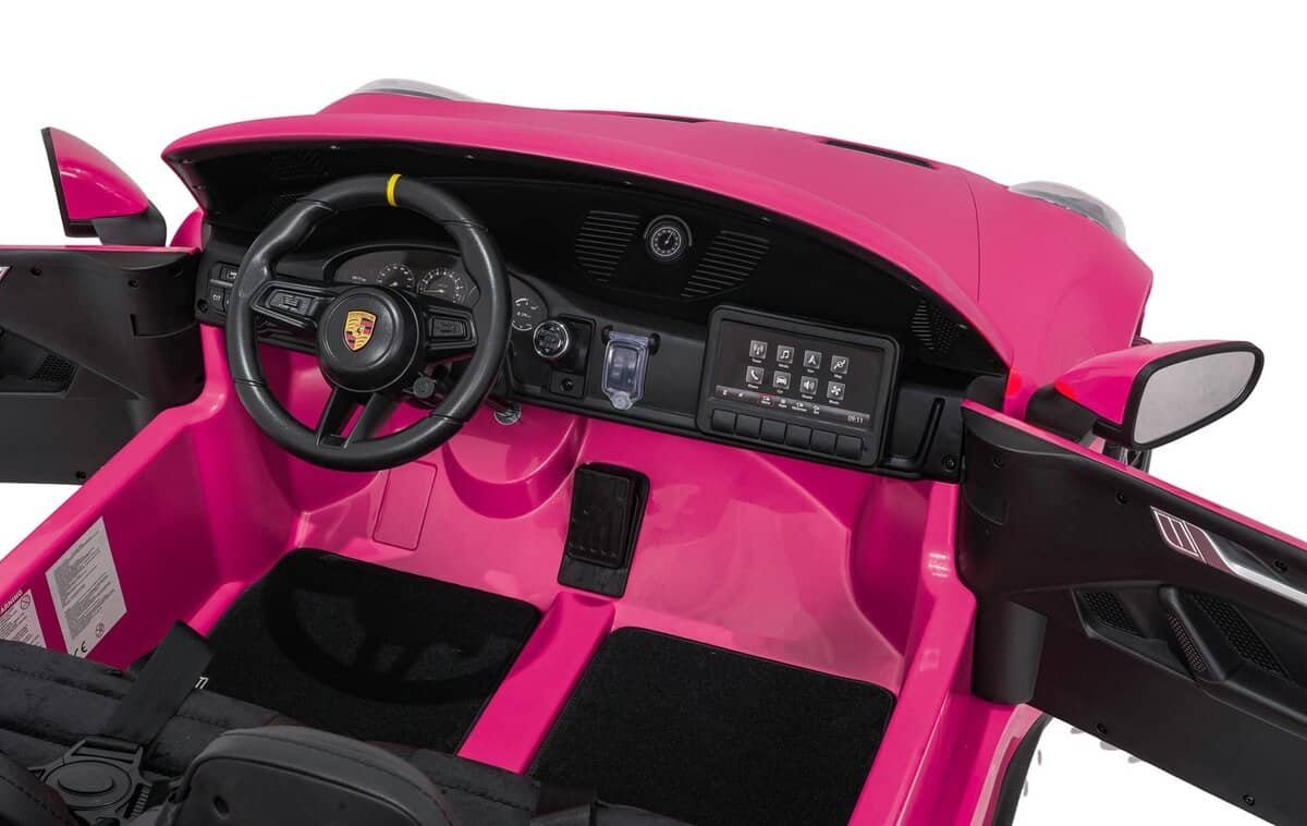 Joystick și mașină de teren electric pentru copii roz, cu funcții și control ușor.