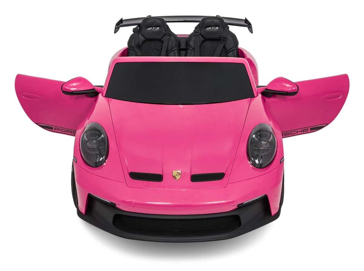 Mașină electrică pentru copii în culoare roz Porsche, perfectă pentru distracție și dezvoltare.