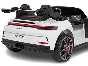 Mașină electrică copii sportivă Porsche GT3 alb-negru, jucărie pentru copii.