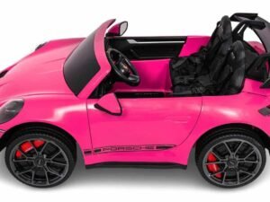 Mașină electrică pentru copii Porsche, culoare roz, jucărie sigură și realistă pentru copii.