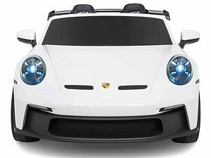 Păcălici spațiu de joacă pentru copii în formă de autoturism Porsche alb, sigur și distractiv pentru cei mici.