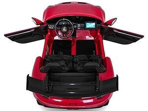 Zgomot de mașină sport roșie pentru copii, cu control și șoferie, ideal pentru joacă și aventură.