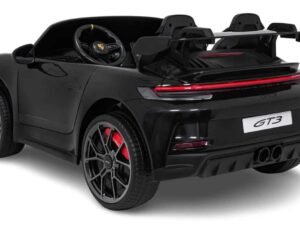 Mașinuță electrică pentru copii Porsche GT3 neagră, mașină de jucărie sport, cadou perfect pentru copii.