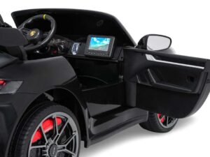 Masina de jucarie electrică pentru copii cu volan și display modern.