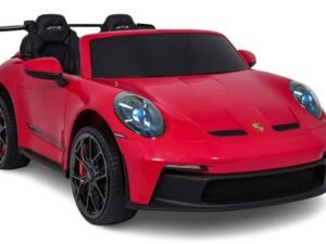 Mașină sport electrică pentru copii Porsche 911 Carrera, culoare roșie, jucărie pentru băieți și fete.
