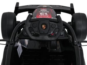 Mașină electrică de curse pentru copii, design sportiv și control simplu, perfect pentru joacă și aventură în curte.