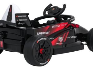 Mașină de curse electrică pentru copii, model Porsche, cu design realist și siguranță superioară.