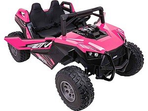 Mașină electrică pentru copii, model off-road, culoare roz, siguranță și distracție pentru cei mici.