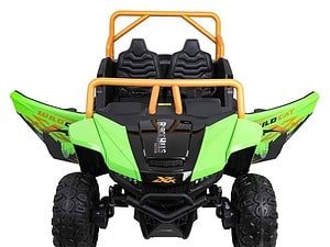 Uleiuri pentru copii off-road verde cu patru roți robuste, perfect pentru aventuri în aer liber.