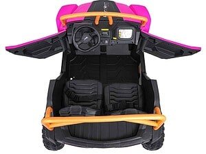 1. Mașinuță electrică pentru copii roz cu design realist și siguranță superioară.