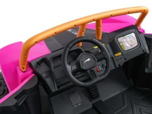 Jucarie vehicul electric pentru copii, interor, volan, display, siguranta, culoare roz.