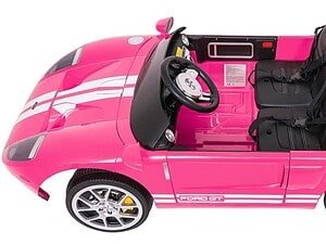 Mașinuță electrică roz pentru copii, model sport cu design atractiv și sigur pentru joacă.