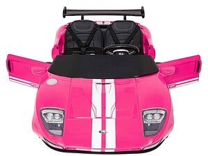 Mașinuță electrică pentru copii în culoare roz cu alb, ideală pentru joacă și aventură.