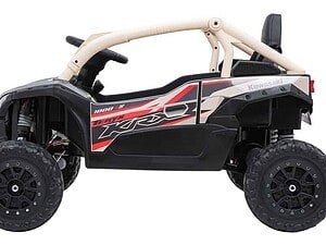 Mașină electrică pentru copii, model Kawasaki Teryx, design realist și sigur pentru joacă.