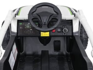 Jucărie electrică pentru copii, mașină sport cu bord digital și volan ergonomic.