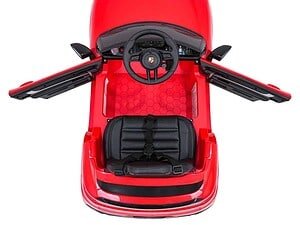 - Jucărie mașină electrică pentru copii, Porsche, în culoare roșie, pentru joacă sigură.