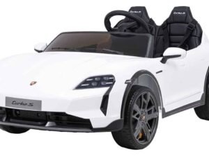 Mașină electrică Porsche pentru copii, design sportiv și siguranță, perfectă pentru joacă în aer liber.