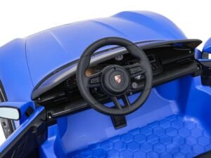 Scaun de jucarie pentru copii cu aspect de mașină sport Porsche, perfect pentru distracție și siguranță.