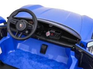 1. Mașină de jucărie electrică pentru copii, model de epocă Porsche, culoare albastră.
