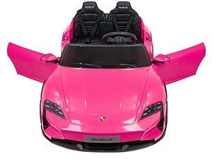 Mașină electrică pentru copii, elegantă și rapidă, culoare roz și design sportiv, ideală pentru joacă și aventură.