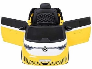 1. Mașină electrică pentru copii Volkswagen, culoare galbenă și albă, divertisment sigur.