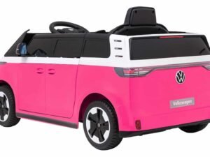 Mașinuță electrică pentru copii Volkswagen, model roz, sigur pentru joacă și aventură.