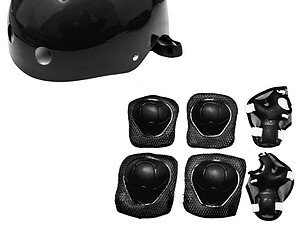 Set protectie: casca + cotiere + genunchiere - Dimensiuni produs ambalat (Lxlxh): aproximativ 32x30x14 cm